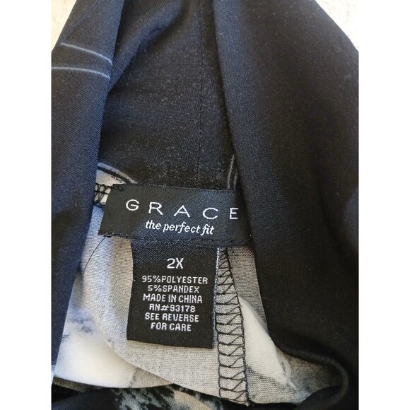 Grace The Perfect Fit Womens Blouse Tunic 2X Black Mock Neck 3/4 Sleeve - Picture 15 of 15